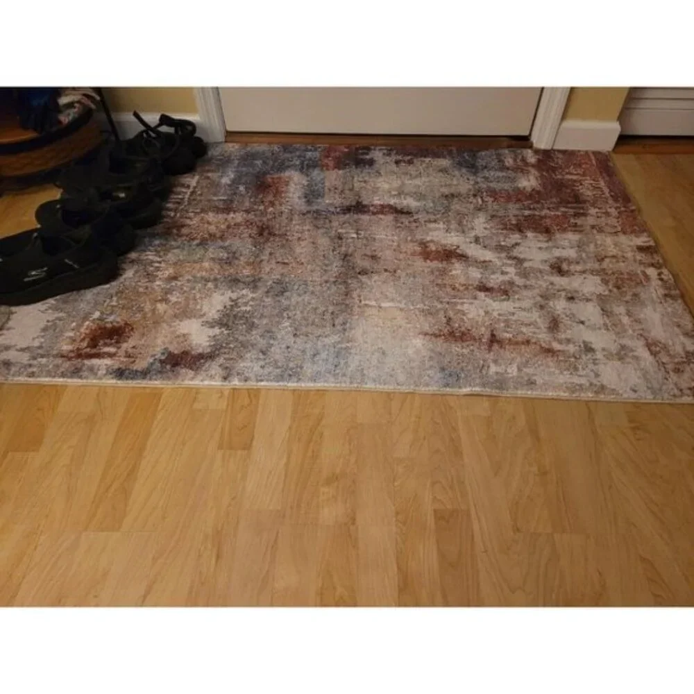 New 3x5 Modern Abstract Rug, Washable Non-Slip Faux Wool Carpet for Home & Entry